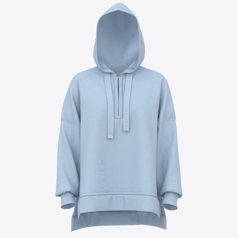 Victoria’s Secret Pink Icy Blue Campus Fleece Tunic Hoodie Top Sweatshirt - Picture 3 of 4